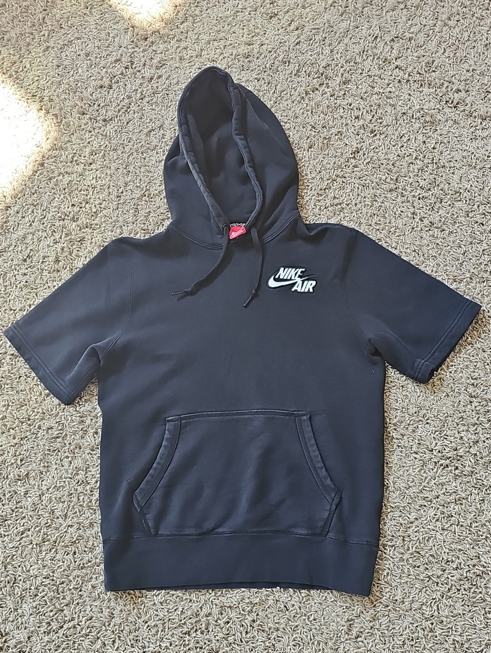Nike Air Hoodie Short Sleeve 100% Cotton Small Top Kangaroo Black